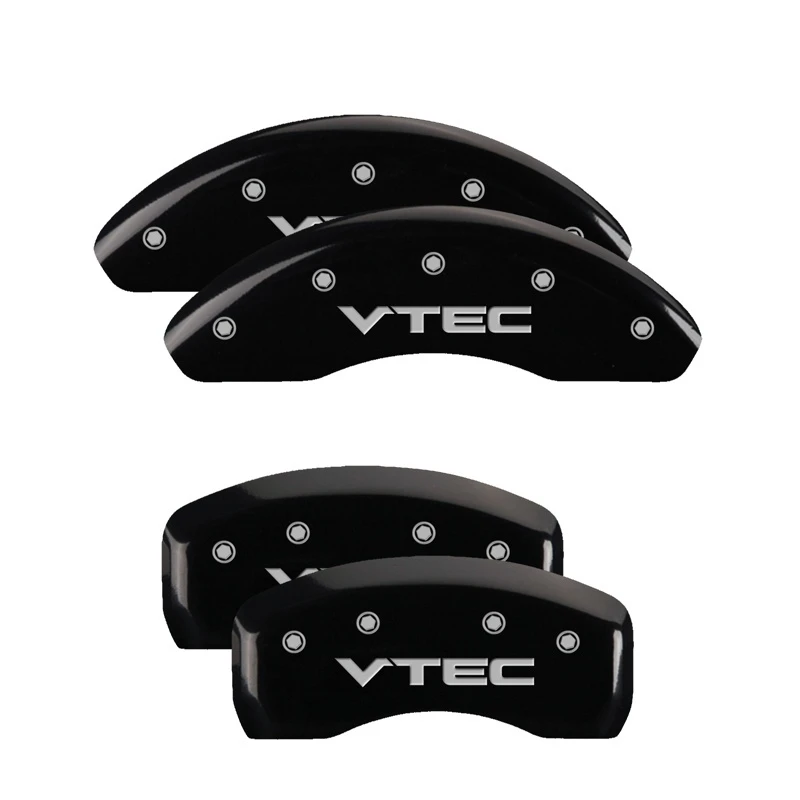 MGP 4 Bremse Caliper Abdeckungen Graviert Vorne & Hinten Vtech Schwarze Oberfläche Silber