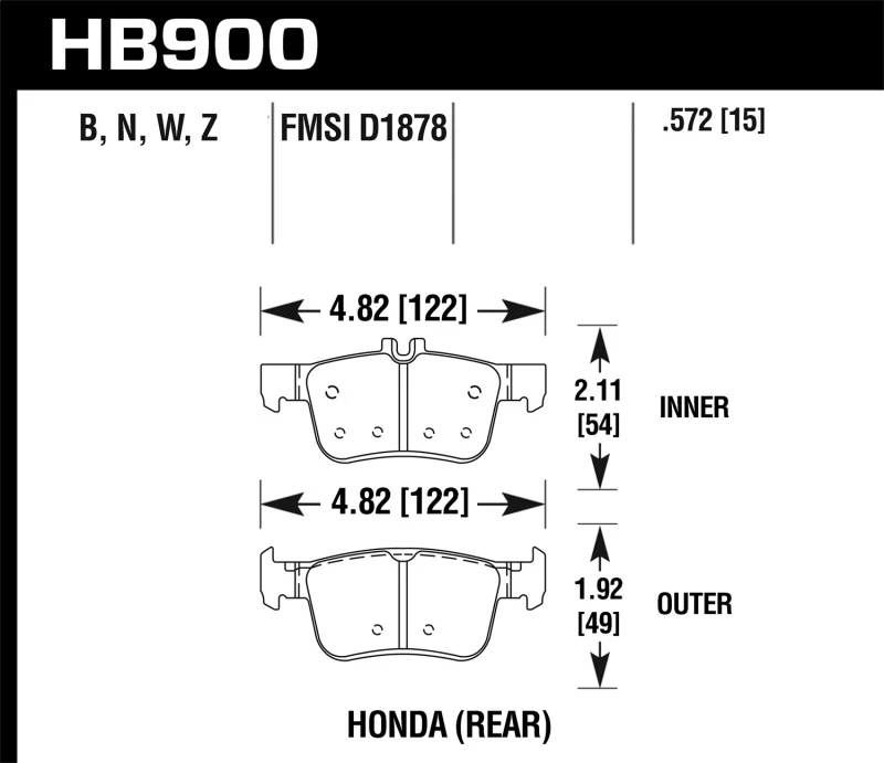 Hawk 16-17 Honda Civic HPS 5.0 Hinteren Bremsbeläge