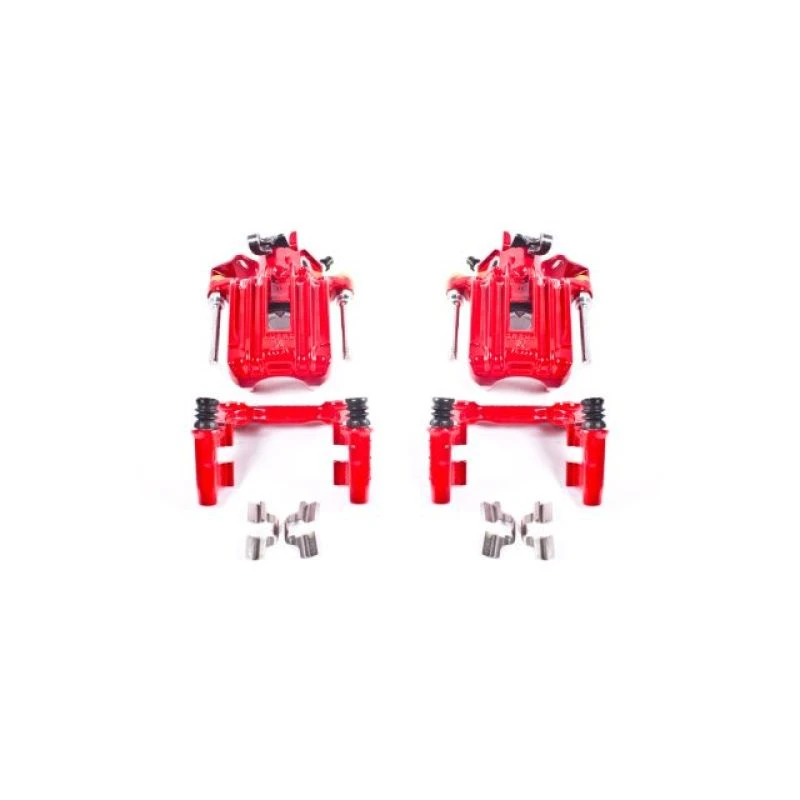 Power Stop 00-06 Audi TT Quattro (w/Non Vented Rotors Only) Rear Red Calipers w/Brackets - Pair