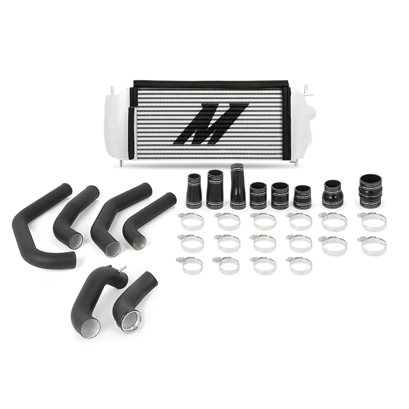 Mishimoto 15-17 Ford F-150 2.7L EcoBoost Silbernes Hochleistungs-Ladeluftkühler-Kit mit schwarzen Rohren