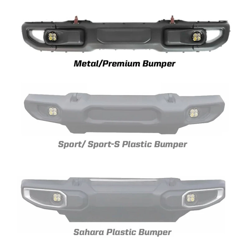 Baja Designs Squadron R Sport Fog Pocket Kit for 2018-2024 Jeep Wrangler JL Rubicon