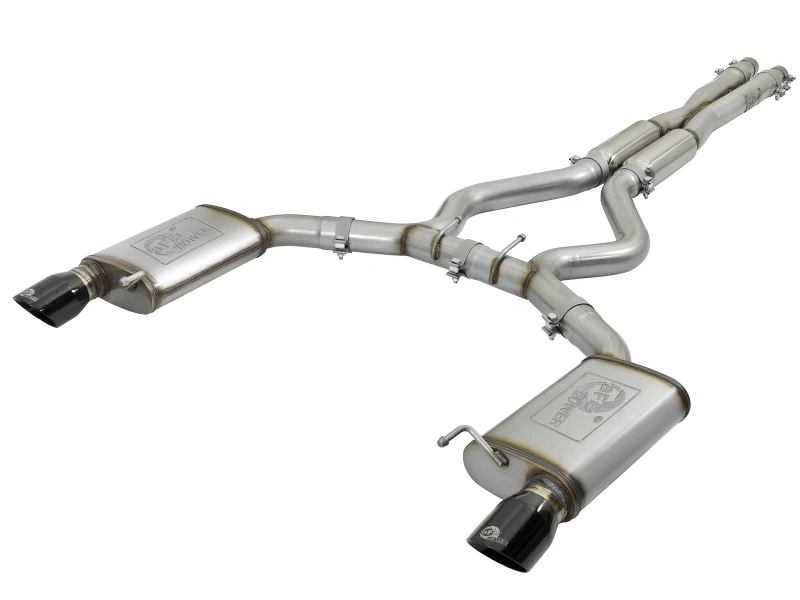 aFe MACHForce XP 3 Zoll 304 SS Lauter Ton Kat-Back mit schwarzen Spitzen 15-17 Ford Mustang V6-3.7L/V8-5.0L