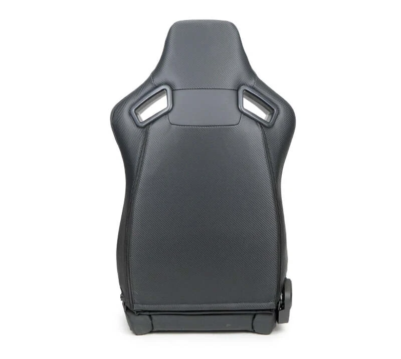 NRG Omega Reclinable Racing Seat (Paar) Schwarz mit Schwarzem Carbon-Vinyl-Rücken