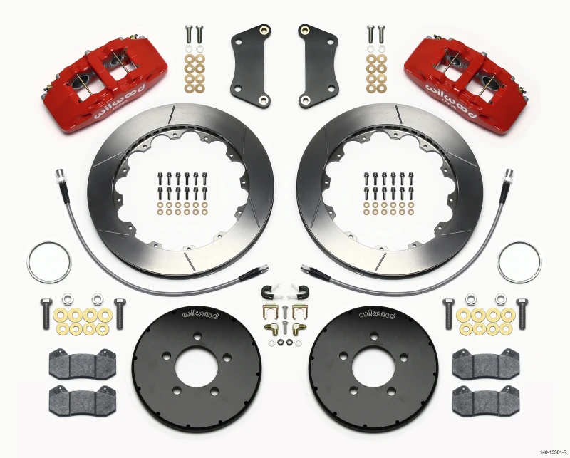 Wilwood Dynapro 6 Vordere Bremse Kit 12,88 Zoll Rot 2005- Mazda 3 mit Leitungen