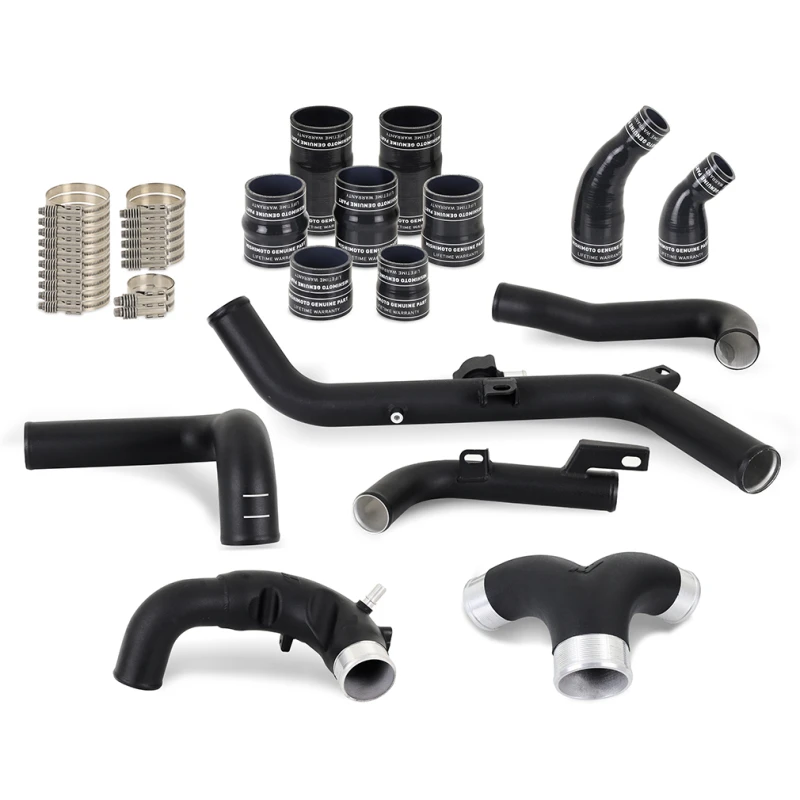 Mishimoto 2021+ Ford Bronco 2.7L Hochmontage-Ladeluftkühler-Rohr-Upgrade-Kit - Wrinkle Black