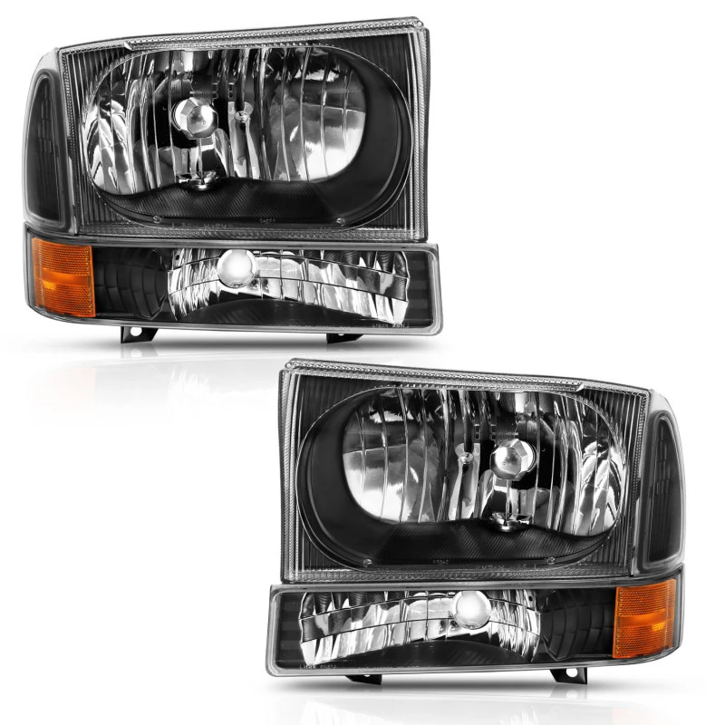 ANZO 2000-2004 Ford Excursion Kristall-Scheinwerfer mit Ecklicht Schwarz Amber (ohne Glühbirne)