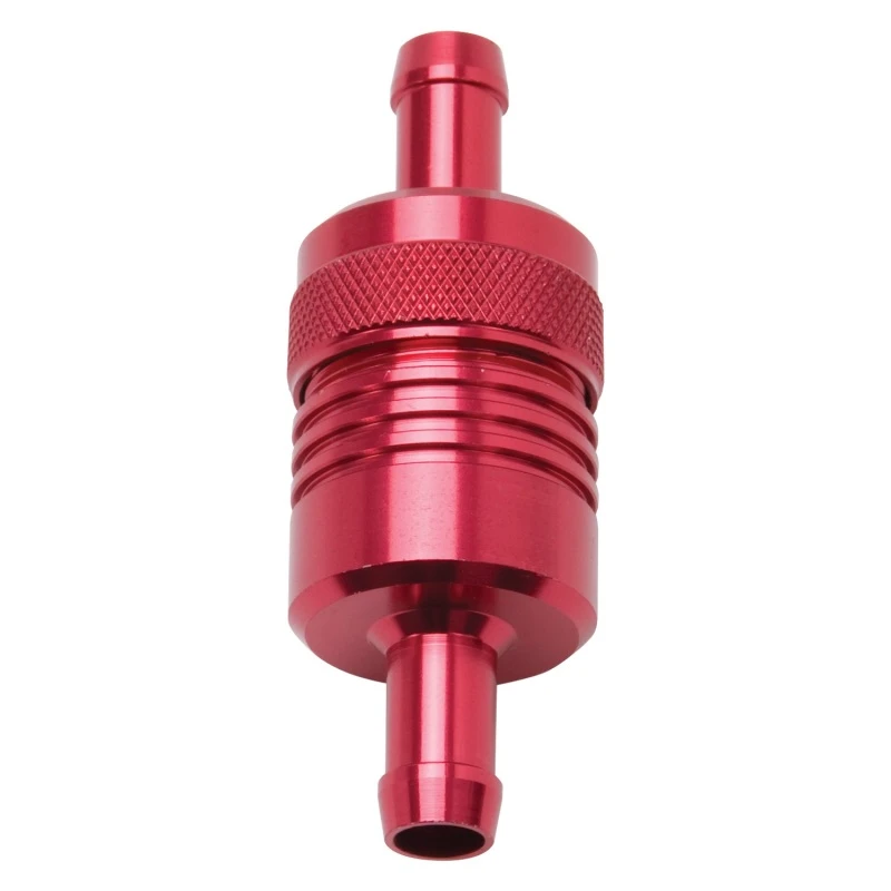 Edelbrock Kraftstofffilter Aluminium 3 Zoll X 01/ 1/8 Zoll 3/8 Zoll Einlass/Auslass Rot