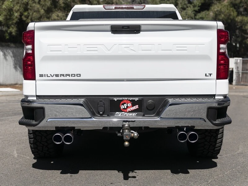 aFe Gemini XV 3in 304 SS Kat-Auspuffanlage mit Cutout 19-21 GM Silverado/Sierra 1500 V8- mit schwarzen Endrohren