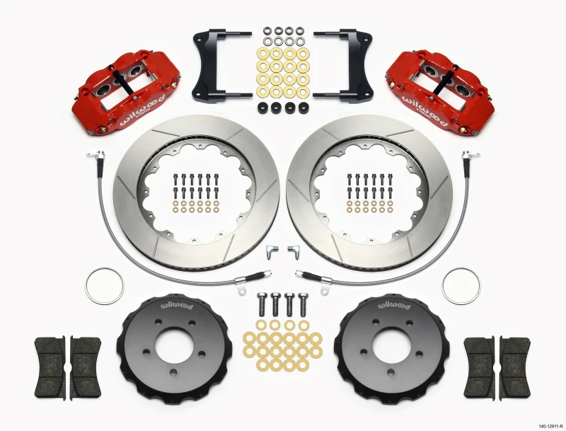 Wilwood Narrow Superlite 6R Front Hat Kit 14.00in Red 2005-Up Mazda Miata w/ Lines
