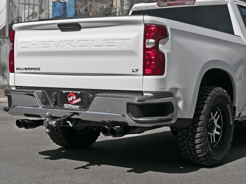 aFe Gemini XV 3in 304 SS Kat-Auspuffanlage mit Cutout 19-21 GM Silverado/Sierra 1500 V8- mit schwarzen Endrohren