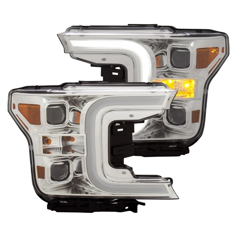 ANZO 18-19 Ford F-150 Projektor-Scheinwerfer mit Plank-Style Switchback Chrom mit Amber