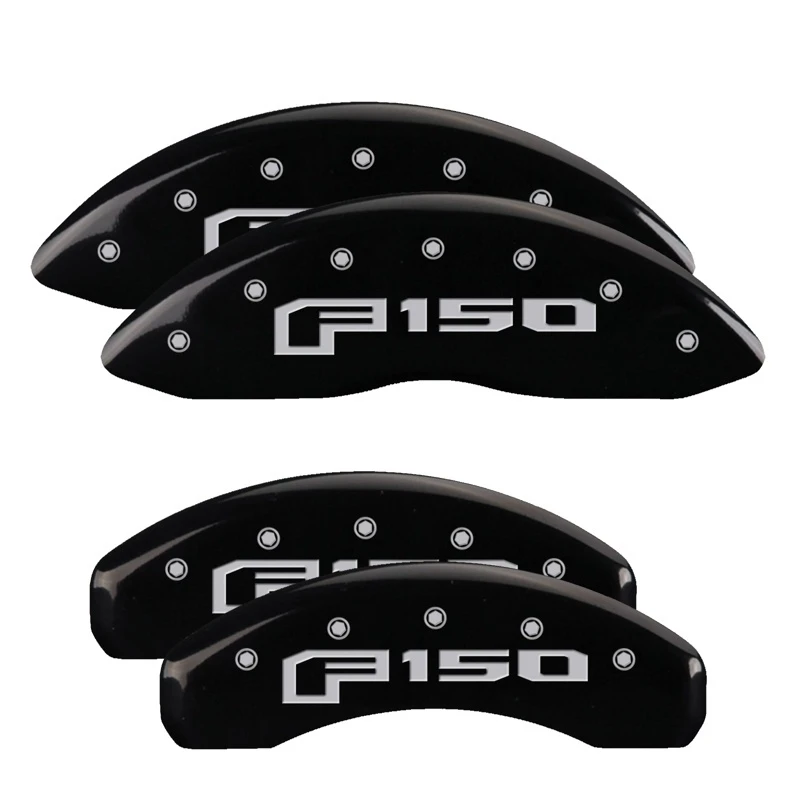 MGP 4 Bremse Caliper Abdeckungen Graviert Vorne & Hinten Oval Logo/Ford Schwarz Finish Silber Char 2013 Ford F-150