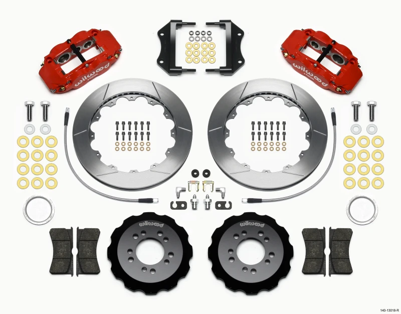 Wilwood Narrow Superlite 6R Front Hat Kit 12.88in Red 2013-Up Ford Focus ST w/ Lines