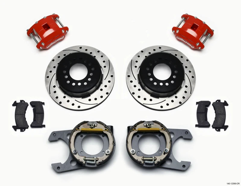 Wilwood D154 P/S P-B Kit gebohrt-Rot Chevy C-10 2,42 Offset 5-Lug