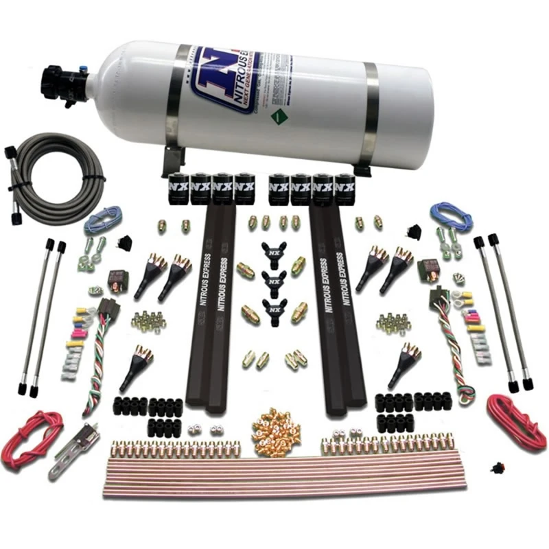 Nitrous Express 6-Zyl.-SX2-Doppelstufen-Düsen-Nitrous-Kit mit 15lb-Flasche