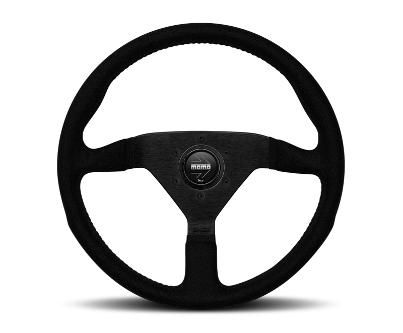 Momo Montecarlo Alcantara Steering Wheel 350 mm - Black/Red Stitch/Black Spokes