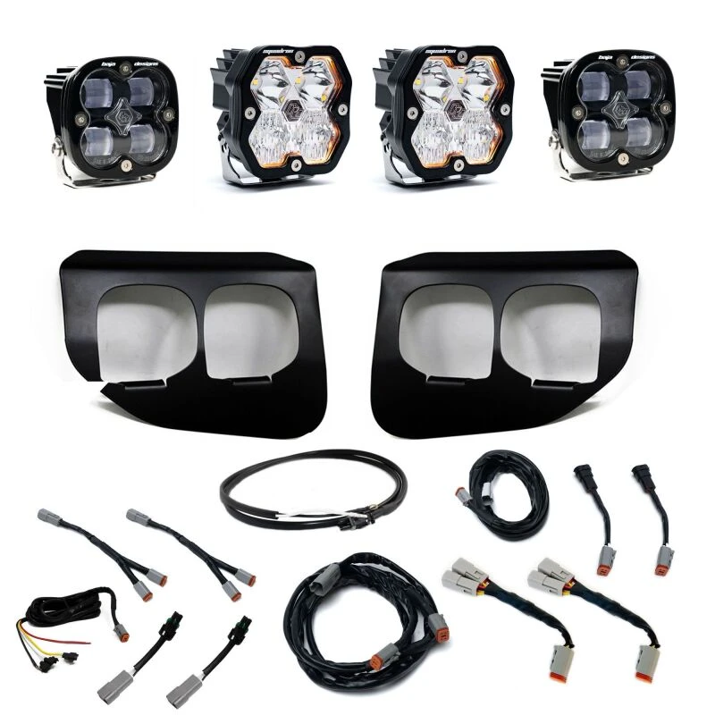 Baja Designs 20-22 Ford SD Squadron 2.0 SAE/Sport Dual Fog Pkt Kit w/Upfitter (Drv/Combo) - Clear