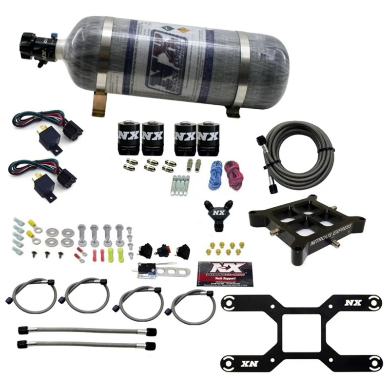 Nitrous Express 4150 Doppelstufen-Billet-Crossbar-Nitrous-Kit (50-300 & 100-500PS) mit Composite-Flasche