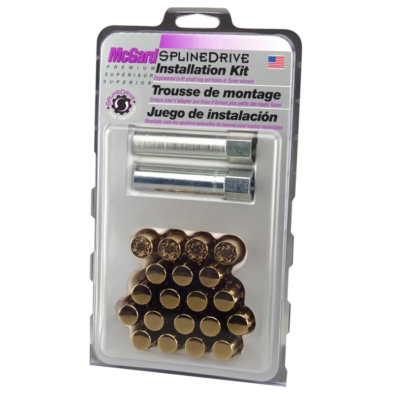 McGard SplineDrive Tuner 5-Lug-Installationskit mit Sperren und Werkzeug (Kegel) M12x1,5 / 13/16 Hex - Gold (CS)