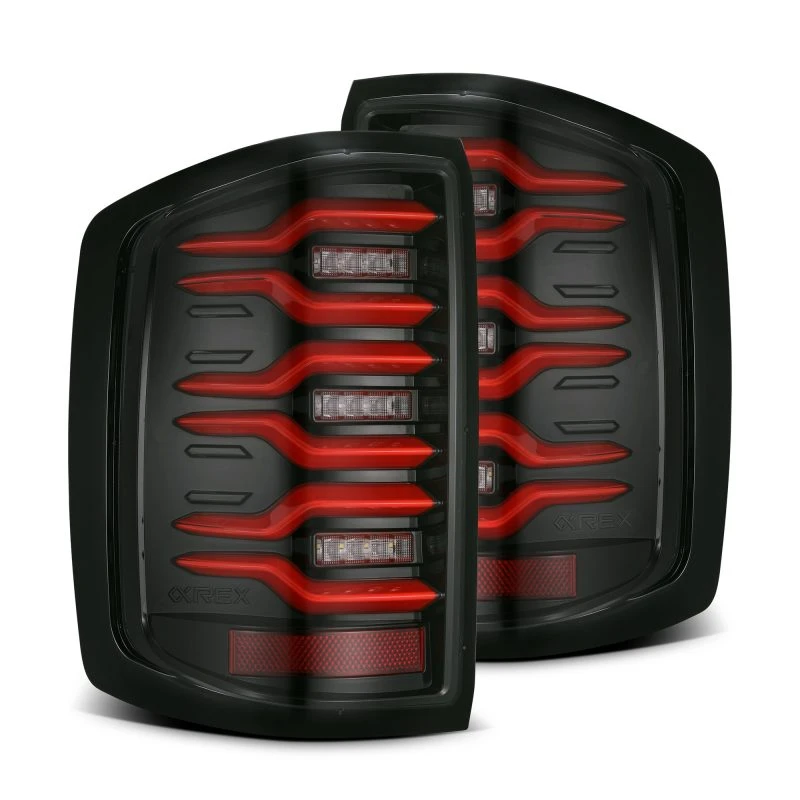 AlphaRex 14-18 Chevy Silverado 1500 Luxx-Serie LED-Rückleuchten Schwarz/Rot mit Activ-Licht/Seq-Signal