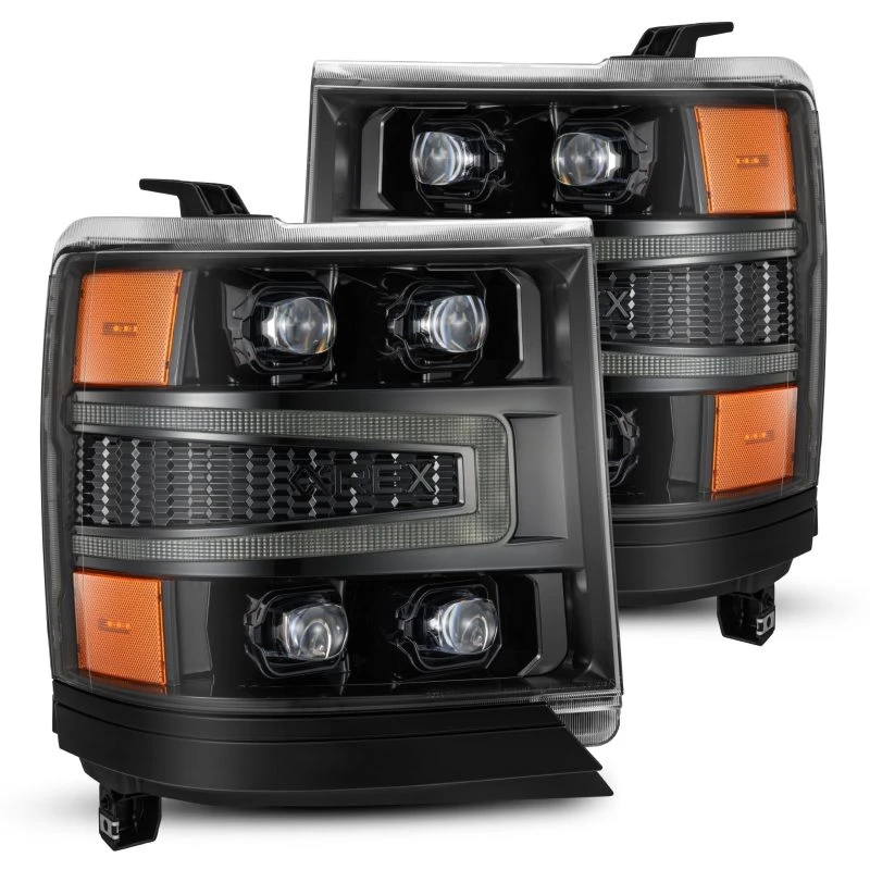 AlphaRex 16-18 Chevy 1500HD NOVA-Series LED Proj Headlights Alpha BK Atv Lgt/SeqSig & DRL(Req 810023)
