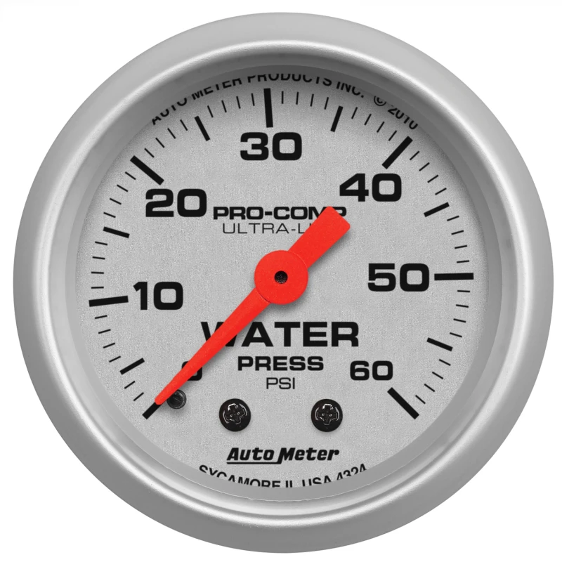 Autometer Ultra-Lite 52mm 60 PSI Mechanischer Wasserdruckmesser