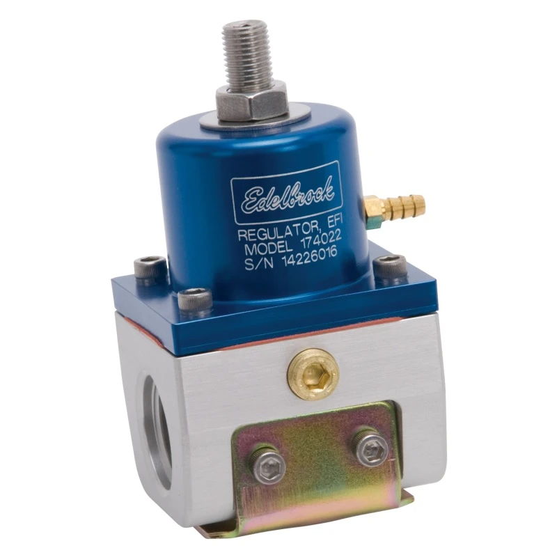 Edelbrock Kraftstoffdruckregler EFI 180 GPH 35-90 PSI -10In/Out -6 Rückgabe Blau/Klar