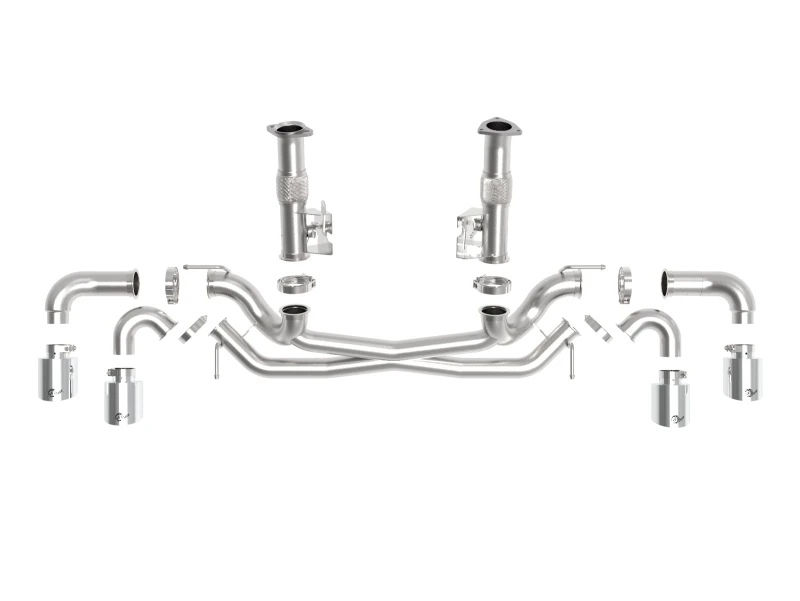 aFe MACH Force-Xp 3in zu 2-1/2in 304SS Cat-Back (Ohne Schalldämpfer) 2020 Chevy Corvette 6.2L- Polierter Endrohr