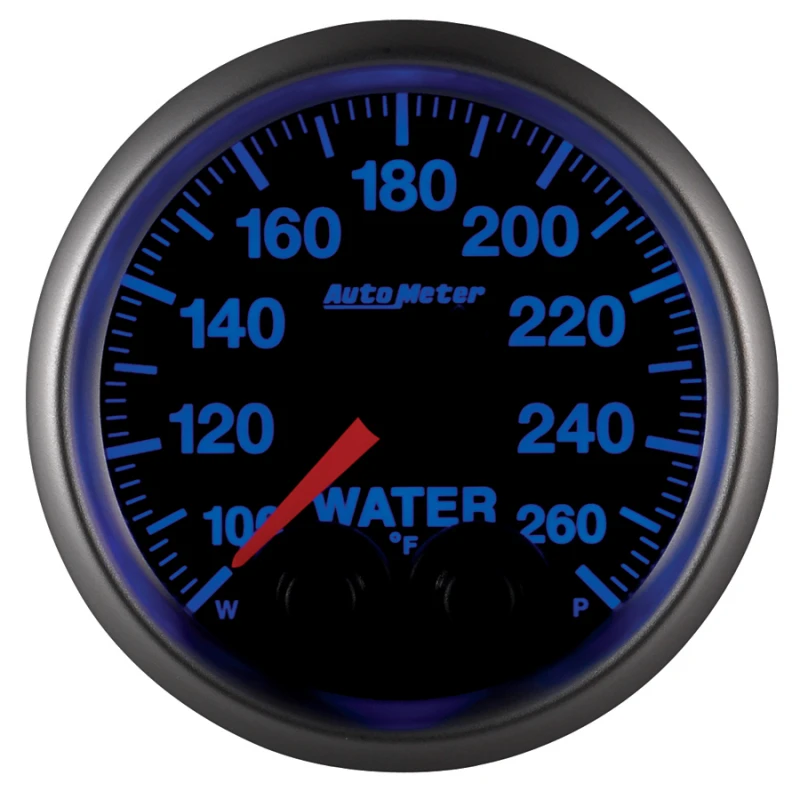 Autometer Elite Nascar 2-1/16 Zoll 100-260 Grad F Wassertemperatur mit Peak- und Warnanzeige und Pro-Control