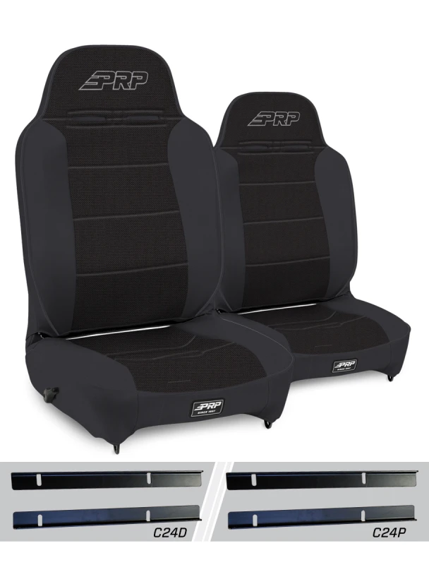 PRP 03-06 Jeep Wrangler TJ Enduro High Back Reclining Suspension Seats Kit - Black (Pair)