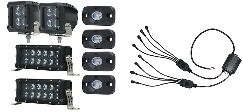Hella Value Fit Kit 8-Zoll-Leuchtbalken - 8x Konverter - Cube-Lights x 2 - Rocker-Lights x 4