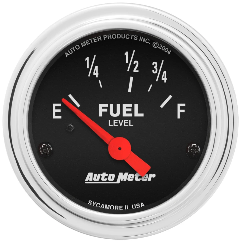 Autometer Traditional Chrome 52mm Short Sweep Electrical Fuel Level Gauge