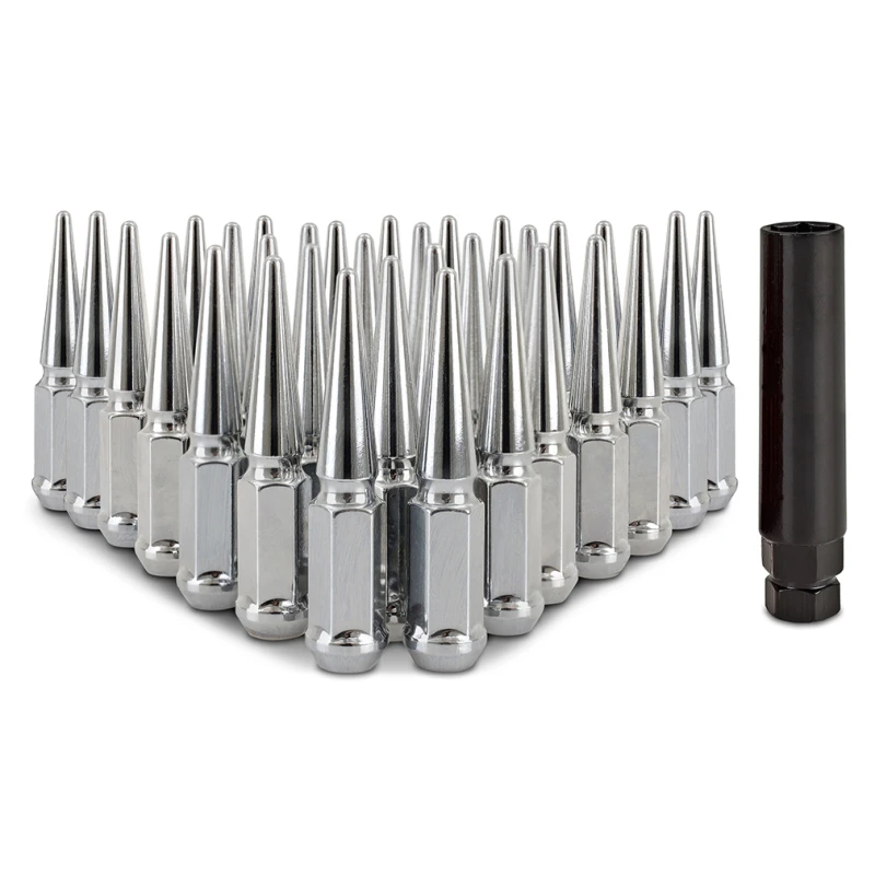 Mishimoto Stahl-Spiked-Radschrauben M14 x 1,5 32-teiliges Set Chrom