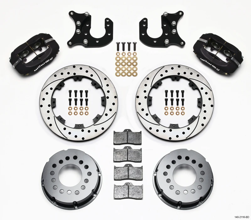Wilwood Forged Dynalite P/S Hinterrad-Kit gebohrte Bremsscheibe Mopar-Dana 2,72 Zoll Versatz