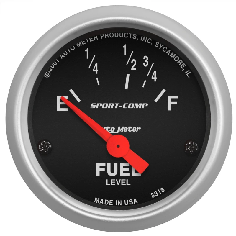 Autometer Sport Comp 52mm 16-158 Ohms Electronic Fuel Level Gauge