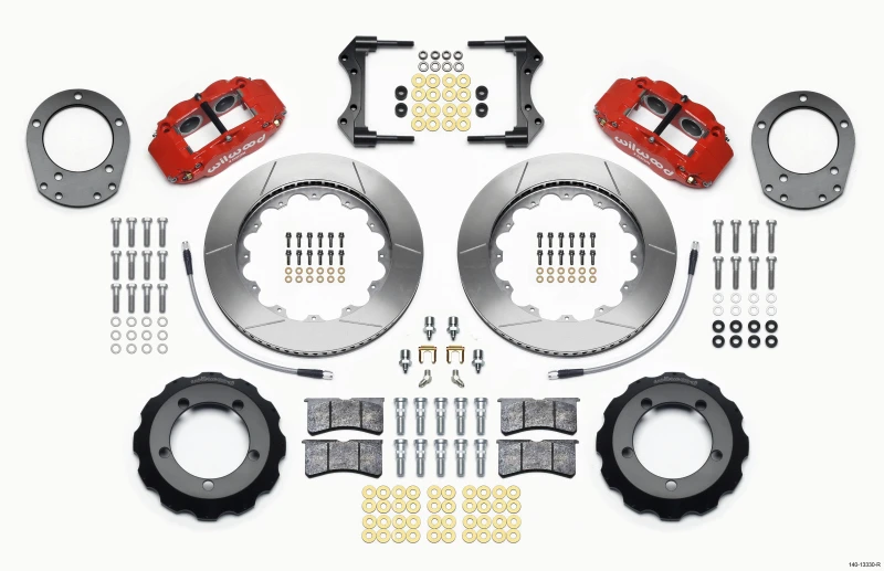 Wilwood Narrow Superlite 4R Vorderes Hut-Kit 14,00 Zoll Rot 76-77 Ford Bronco Dana 44 mit Leitungen