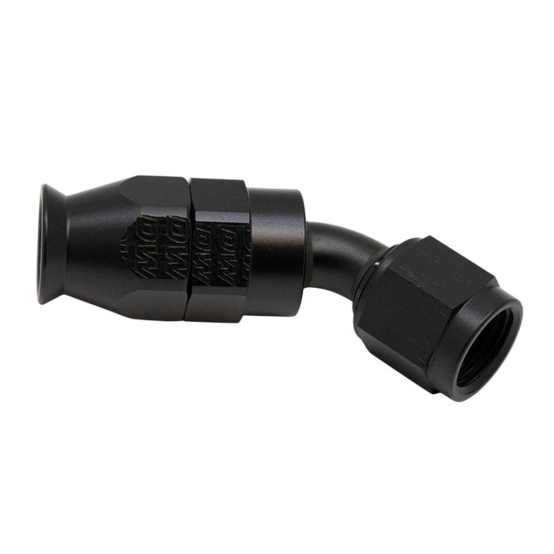 DeatschWerks 6AN Weibliche Schwenk-45-Grad-Schlauchend-PTFE (Inkl. 1 Olive-Einsetz) - Elnoxiert Mattschwarz