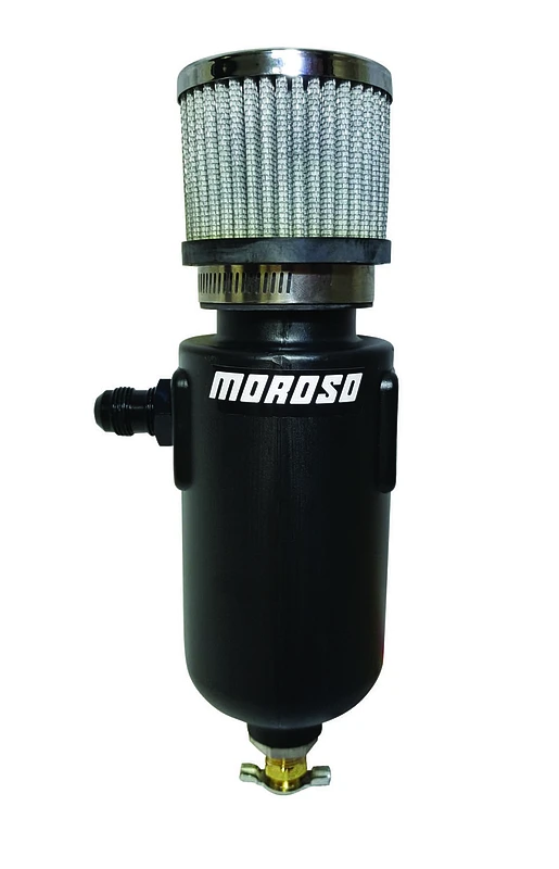 Moroso Breather Tank / Catch Can -8AN Male Inlet - Black Polyethylene