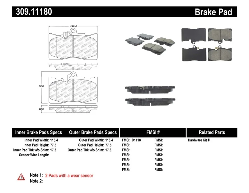 stoptech_309.11180-6794ea8c8278a StopTech Performance 06 Lexus GS300/430 / 07-08 GS350 / 06-08 IS350 Front Brake Pads