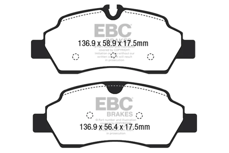 EBC 15+ Ford Transit 2.2 TD Ultimax2 Rear Brake Pads