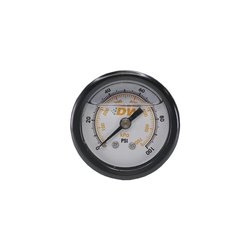 DeatschWerks 0-100 PSI 1/8 Zoll NPT Mechanischer Kraftstoffdruckmesser 1,5 Zoll Durchmesser Schwarz Gehäuse