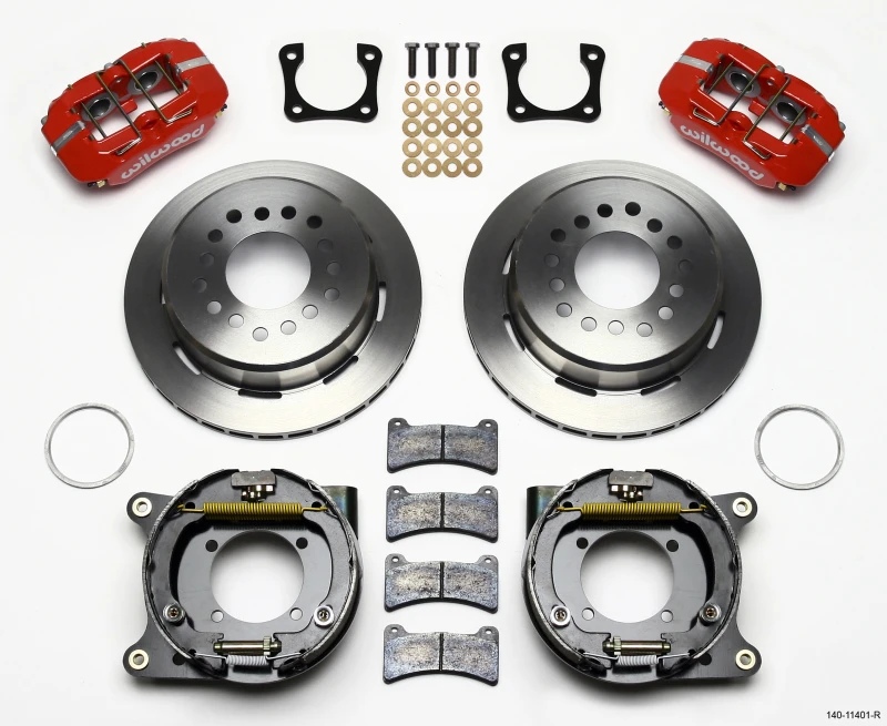 Wilwood Dynapro Low-Profile 11.00in P-Brake Kit - Red Chevy 12 Bolt Spcl 2.81in Offset