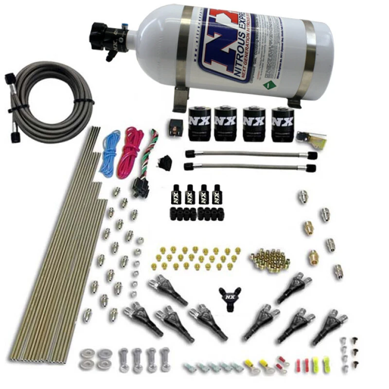 Nitrous Express 8 Cyl Shark Direct Port 4 Solenoids Nitrous Kit (200-600HP) w/10lb Bottle