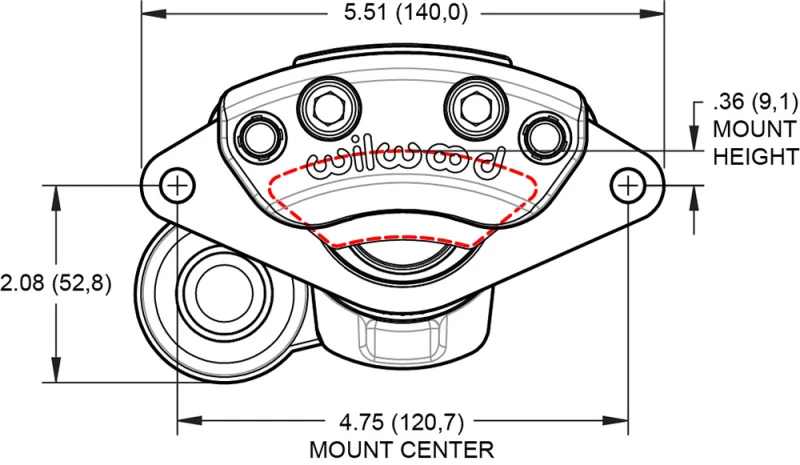 Wilwood caliper EPB .157-.393 rotor L/H ANO W/HT motor