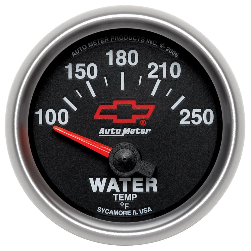 Autometer GM Bowtie Black 2-1/16in 100-250 F Pedestal Electronic Water Temp Gauge
