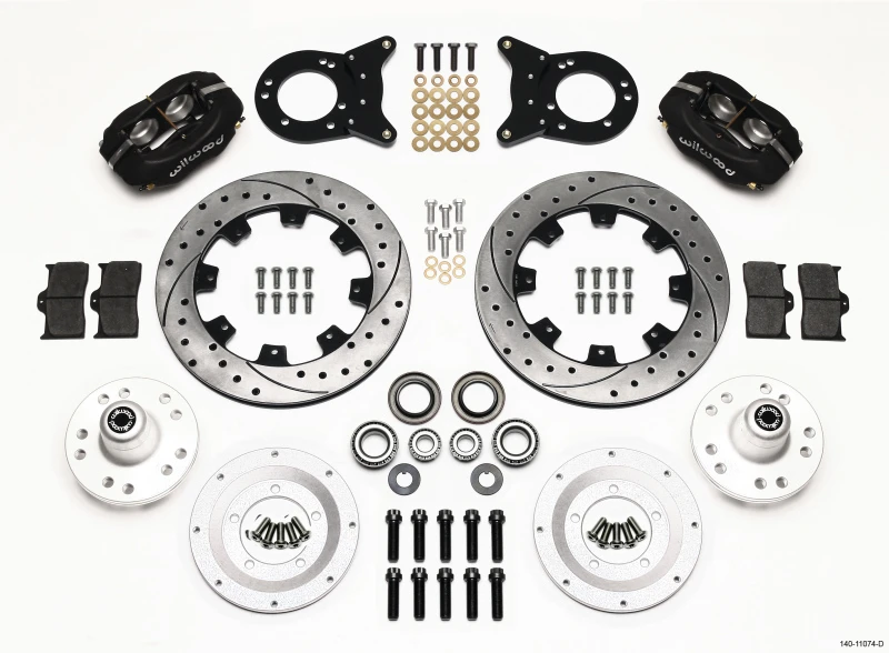 Wilwood Forged Dynalite Vorderrad-Kit 12,19 Zoll gebohrt 1970-1973 Mustang Disc & Drum Spindel