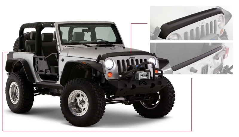 Bushwacker 07-18 Jeep Wrangler Trail Armor Haube und Heckklappen-Schutz, ausgenommen Power Dome Haube - Schwarz