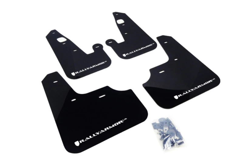 Rally Armor for 07-17 Mitsubishi Lancer Black UR Mud Flap w/ White Logo