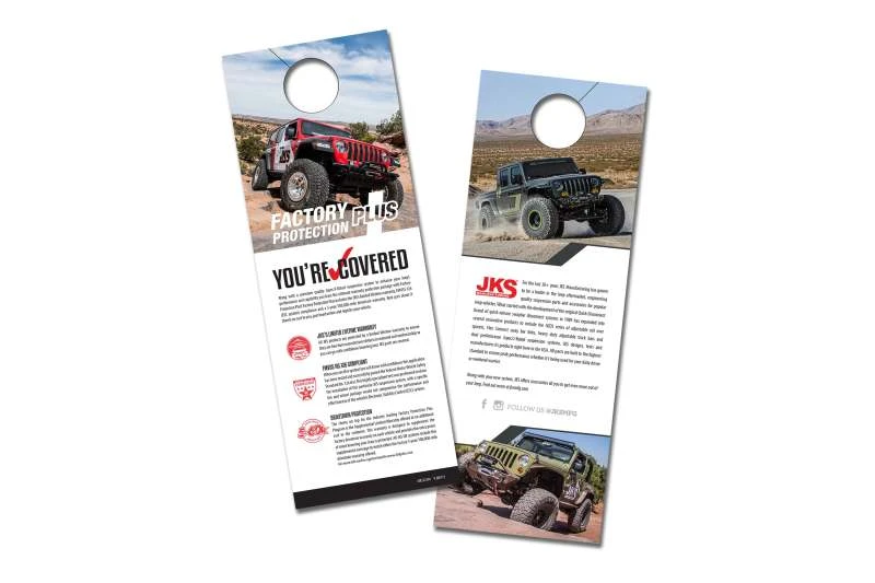 JKS Manufacturing Warranty Hangtags