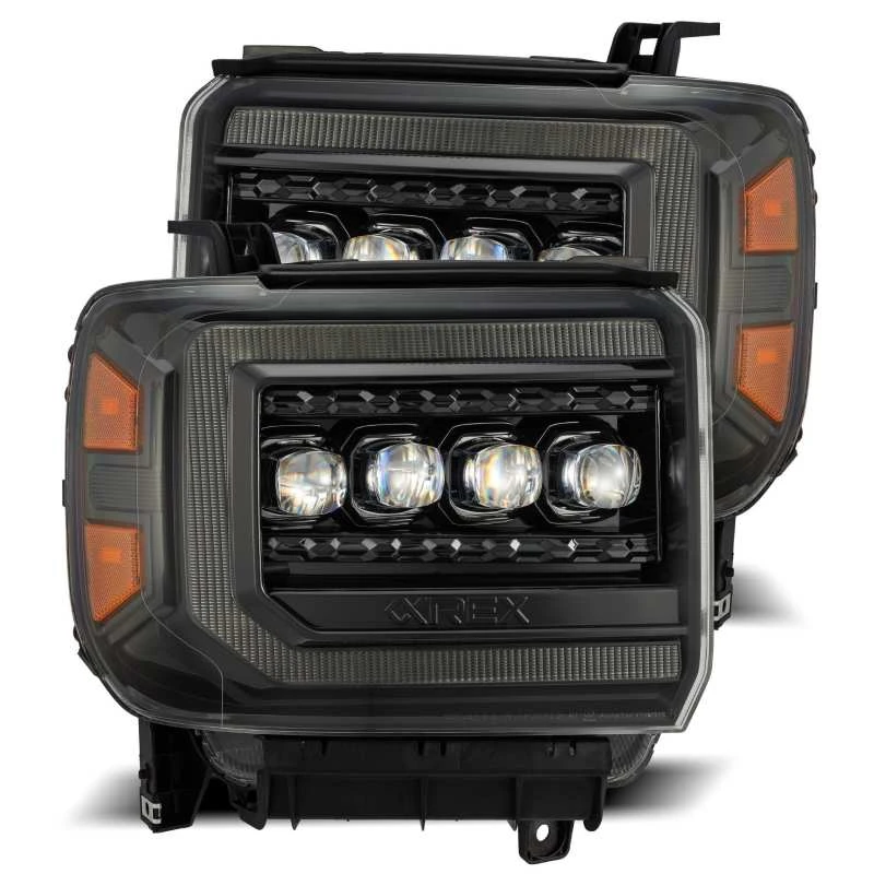 AlphaRex 14-18 GMC Sierra NOVA LED-Projektor-Scheinwerfer Plnk Style Alpha Schwarz mit Active Light/Seq Signal/DRL